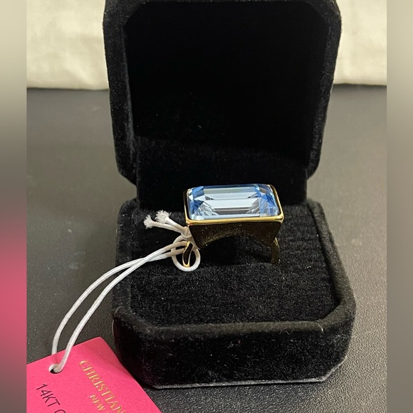 Christian Siriano 14k Gold Plated Ring in Light Blue Crystal Accent | Size 8 - Picture 7 of 14